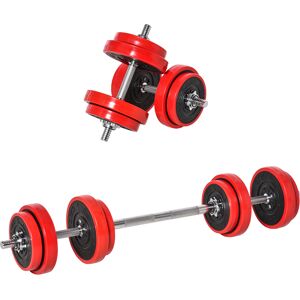 HOMCOM Adjustable Dumbbell & Barbell Set, 20KGS, Strength Training, Muscle Exercise, Fitness Plate, Bar Clamp, Home Gym, Sports Area