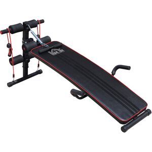 HOMCOM Durable Steel Sit Up Bench for Home Gym Fitness, Adjustable Workout Equipment, Black and Red