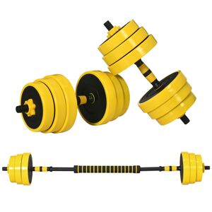 HOMCOM Adjustable Dumbbell & Barbell Set, 30kg Weight Plates with Bar Clamps & Rod for Home Gym Fitness, Ergonomic