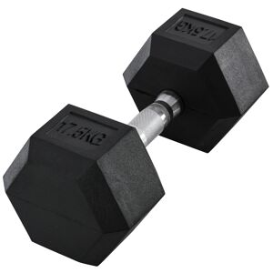 HOMCOM Single Rubber Hex Dumbbell, 17.5KG, Portable Hand Weight for Fitness, Home Gym Workout Equipment