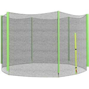 SPORTNOW 10ft Trampoline Net, Replacement Safety Net Enclosure Net with Zipped Door and 6 Plastic Pole Covers, Green