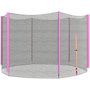 SPORTNOW 10ft Trampoline Net Replacement with 6 Plastic Pole Covers, Weather-Resistant Trampoline Netting Replacement with Zipped Entrance, Poles Not Included, Pink