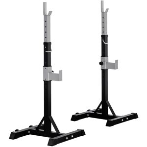 HOMCOM 2 Pairs Adjustable Barbell Squat Rack Portable Stand Weight Lifting Bench Press Home Gym w/ Wheels, Black HOMCOM 2 Pairs Adjustable Barbell Squat Rack Portable Stand Weight Lifting Bench Press Home Gym w/ Wheels, Black