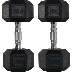 HOMCOM 2x12.5kg Rubber Hex Dumbbell Portable Hand Weights Dumbbell Home Gym Workout Fitness Hand Dumbbell Aosom UK HOMCOM 2x12.5kg Rubber Hex Dumbbell Portable Hand Weights Dumbbell Home Gym Workout Fitness Hand Dumbbell Aosom UK