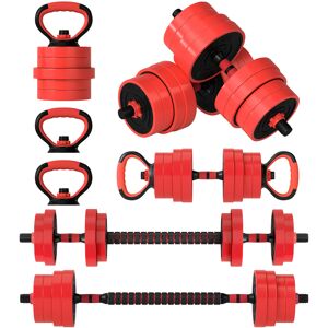 SPORTNOW 30kg Four-In-One Adjustable Weight Dumbbells Set, Barbell, Kettlebell, Push Up Stand - Red SPORTNOW 30kg Four-In-One Adjustable Weight Dumbbells Set, Barbell, Kettlebell, Push Up Stand - Red