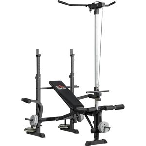 HOMCOM Adjustable Weight Bench with Pulley System, Incline Bench Press Set with Squat Rack, Leg Developer, Butterfly and Weight Storage, for Home Gym Full Body Workout HOMCOM Adjustable Weight Bench with Pulley System, Incline Bench Press Set with Squat Rack, Leg Developer, Butterfly and Weight Storage, for Home Gym Full Body Workout