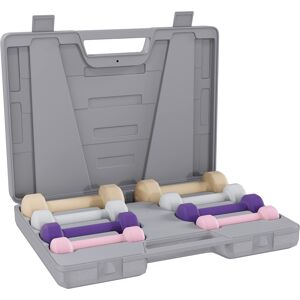 HOMCOM 10KG Dumbbells Set with Carry Case, Hand Weights for Women and Men Home Gym Weight Lifting Training, Pink, Purple, Grey, Brown HOMCOM 10KG Dumbbells Set with Carry Case, Hand Weights for Women and Men Home Gym Weight Lifting Training, Pink, Purple, Grey, Brown