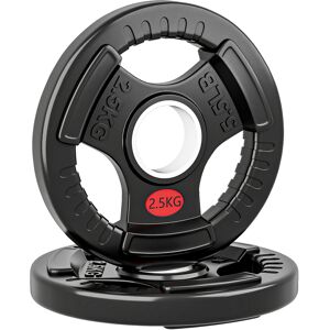 SPORTNOW Olympic Weight Plates, 2"/5cm Weight Disc Pair with Tri-Grips, 2 x 2.5kg Dumbbell Plates for Weightlifting and Strength Training Home Gym Fitness Workout, Black SPORTNOW Olympic Weight Plates, 2"/5cm Weight Disc Pair with Tri-Grips, 2 x 2.5kg Dumbbell Plates for Weightlifting and Strength Training Home Gym Fitness Workout, Black