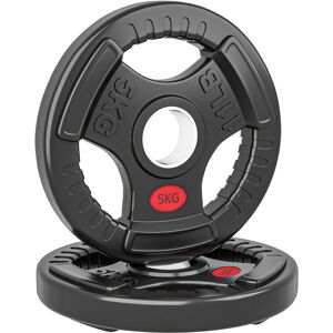 SPORTNOW Olympic Weight Plates, 2"/5cm Weight Disc Pair with Tri-Grips, 2 x 5kg Dumbbell Plates for Weightlifting and Strength Training Home Gym Fitness Workout, Black SPORTNOW Olympic Weight Plates, 2"/5cm Weight Disc Pair with Tri-Grips, 2 x 5kg Dumbbell Plates for Weightlifting and Strength Training Home Gym Fitness Workout, Black