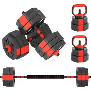 SPORTNOW 4-in-1 Adjustable Weight Dumbbells Set, Used as Kettlebell, Barbell, Dumbbell, Push-Up Stand, 30kg Free Weights Set for Men and Women Home Gym Training, Red SPORTNOW 4-in-1 Adjustable Weight Dumbbells Set, Used as Kettlebell, Barbell, Dumbbell, Push-Up Stand, 30kg Free Weights Set for Men and Women Home Gym Training, Red