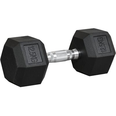 HOMCOM Hex Dumbbell 12.5KG Single Hex Rubber Dumbbell, Great for Every Fitness Fanatic, Helps Build Muscles, Black Aosom UK HOMCOM Hex Dumbbell 12.5KG Single Hex Rubber Dumbbell, Great for Every Fitness Fanatic, Helps Build Muscles, Black Aosom UK