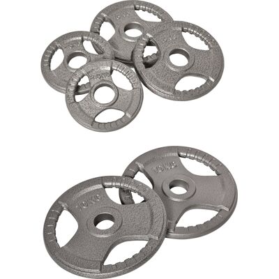 HOMCOM Set of 6 Cast Iron Olympic Weight for 2"/5cm Hole Dumbbell Handle Bar 35kg Dumbbell Plates Barbell Weight 2 x 5kg, 2 x 2.5kg, 2 x 10kg HOMCOM Set of 6 Cast Iron Olympic Weight for 2"/5cm Hole Dumbbell Handle Bar 35kg Dumbbell Plates Barbell Weight 2 x 5kg, 2 x 2.5kg, 2 x 10kg