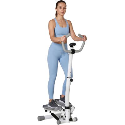 HOMCOM Adjustable Twist Stepper Aerobic Ab Exercise Fitness Step Machine, LCD Screen, Height Adjust Handlebars for Home Gym, White and Grey Aosom UK HOMCOM Adjustable Twist Stepper Aerobic Ab Exercise Fitness Step Machine, LCD Screen, Height Adjust Handlebars for Home Gym, White and Grey Aosom UK