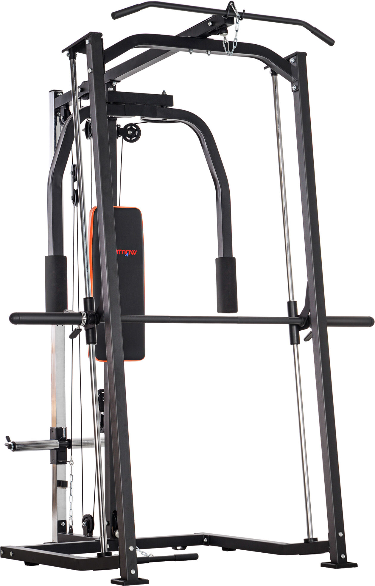 SPORTNOW 3 In 1 Smith Machine with Dual Cable Pulley System, Chest Press Station, 17-Level Squat Rack and Barbell Bar Aosom UK