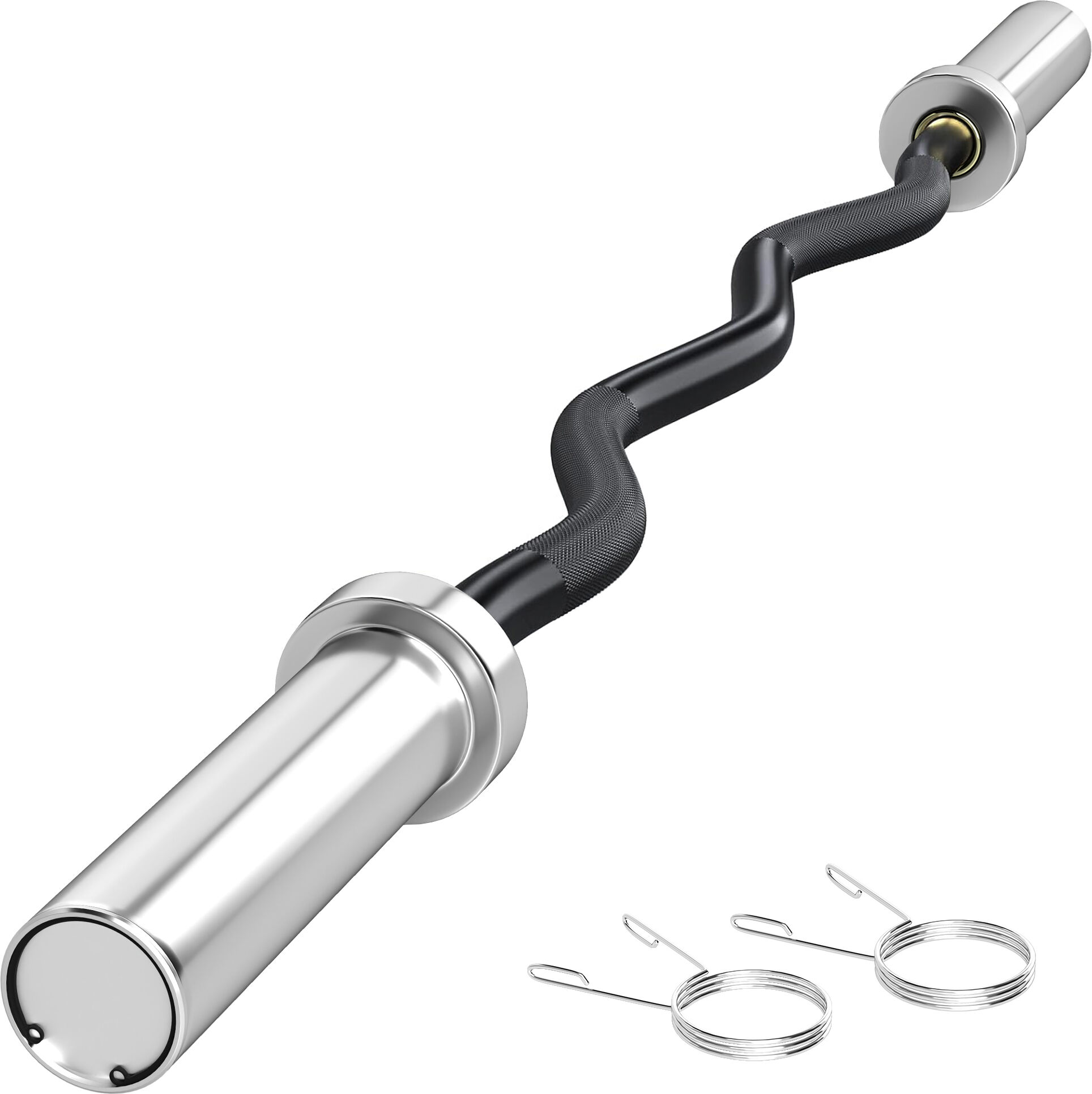 SPORTNOW Olympic EZ Curl Bar, Barbell Bar for 2"/5cm Weight Plates with Spring Clips, Home Gym Weight Lifting Bar, 120cm