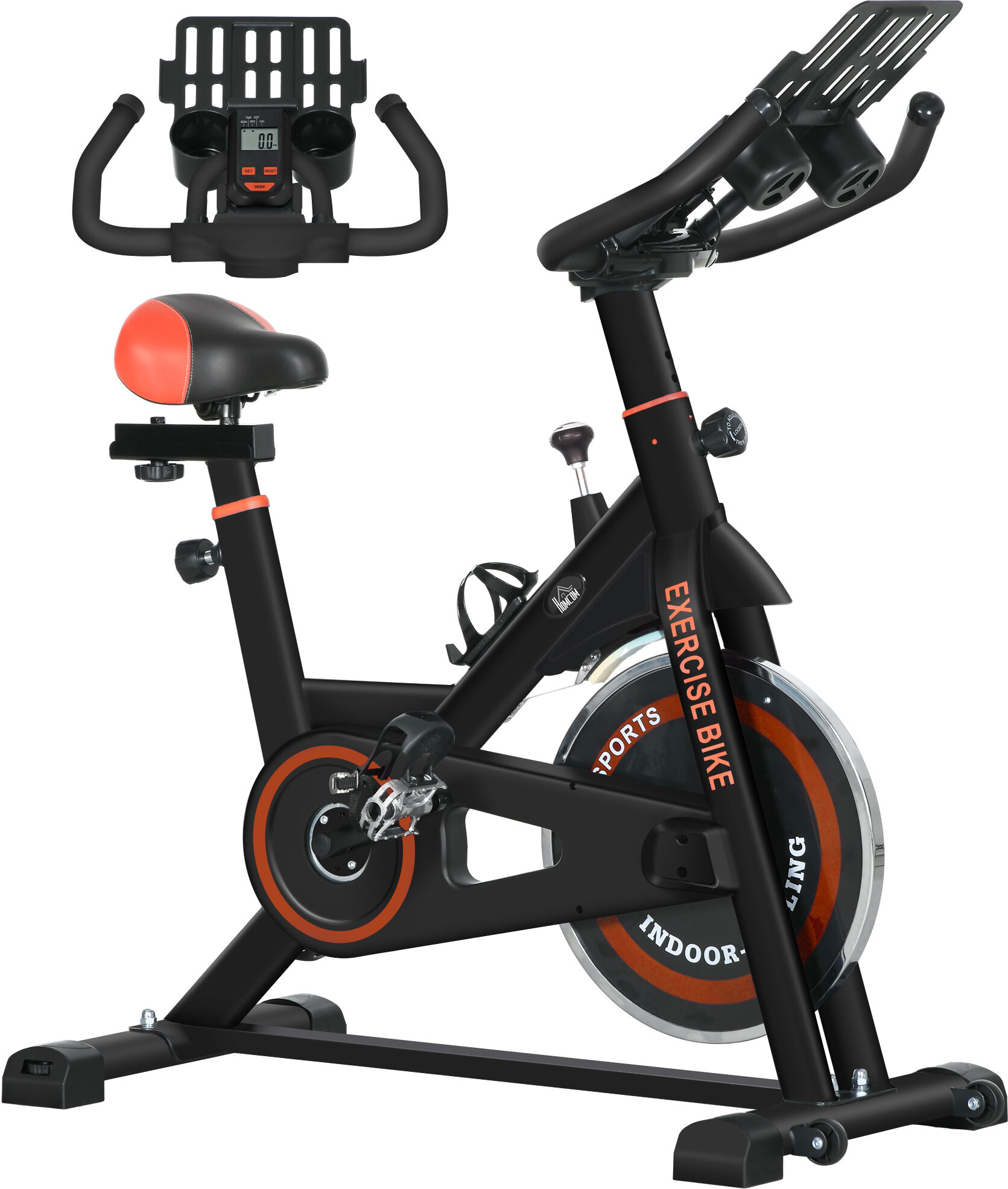 HOMCOM Exercise Bike, 8kg Flywheel Stationary Bike Indoor Cycling Machine with Adjustable Resistance Seat Handlebar, Black Aosom UK
