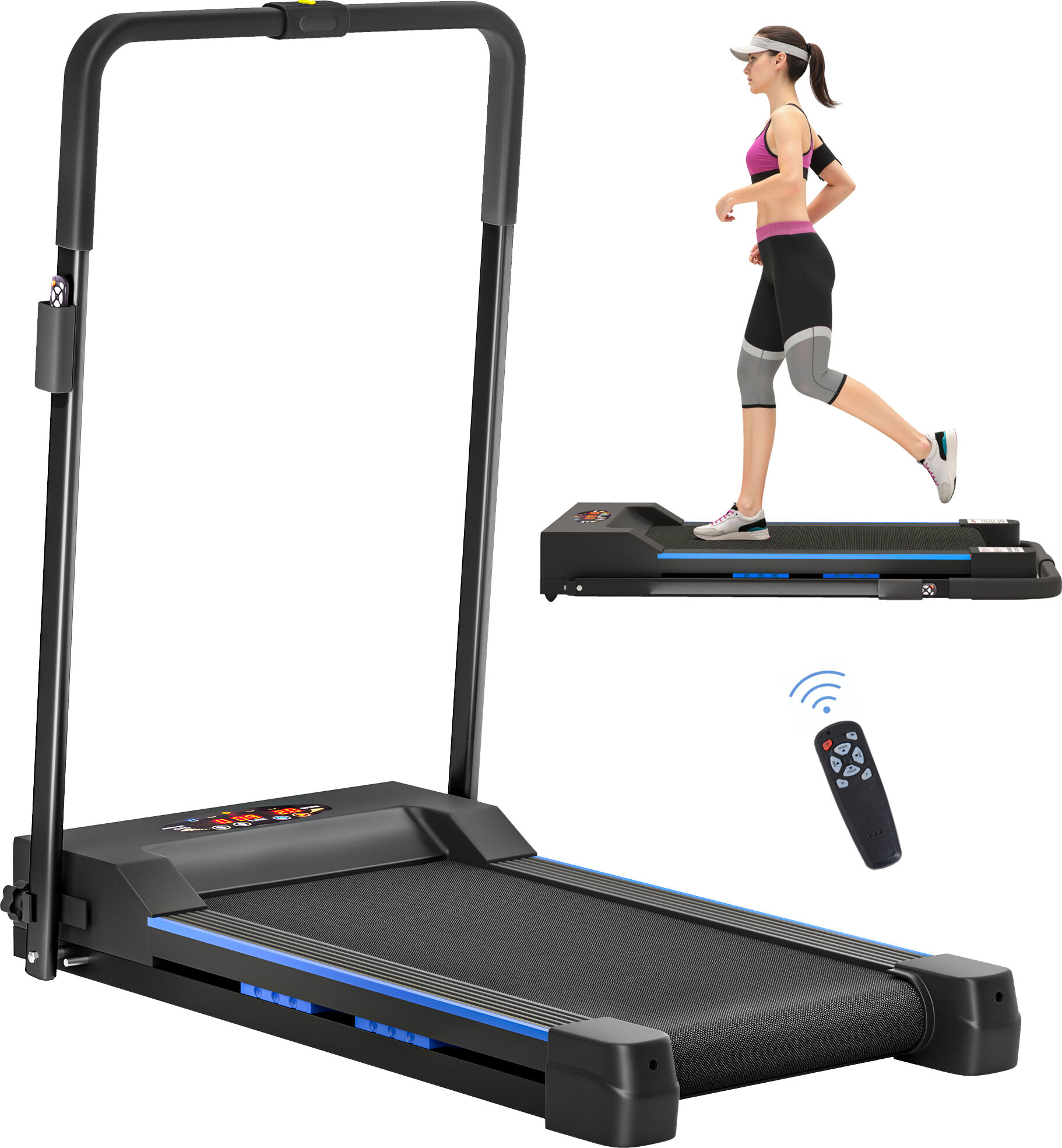HOMCOM Walking Pad Treadmill Electrical 0,5hp Home Treadmill Walking Machine 1-6km/h Speed with LCD Monitor for Home, Office, Blue Aosom UK