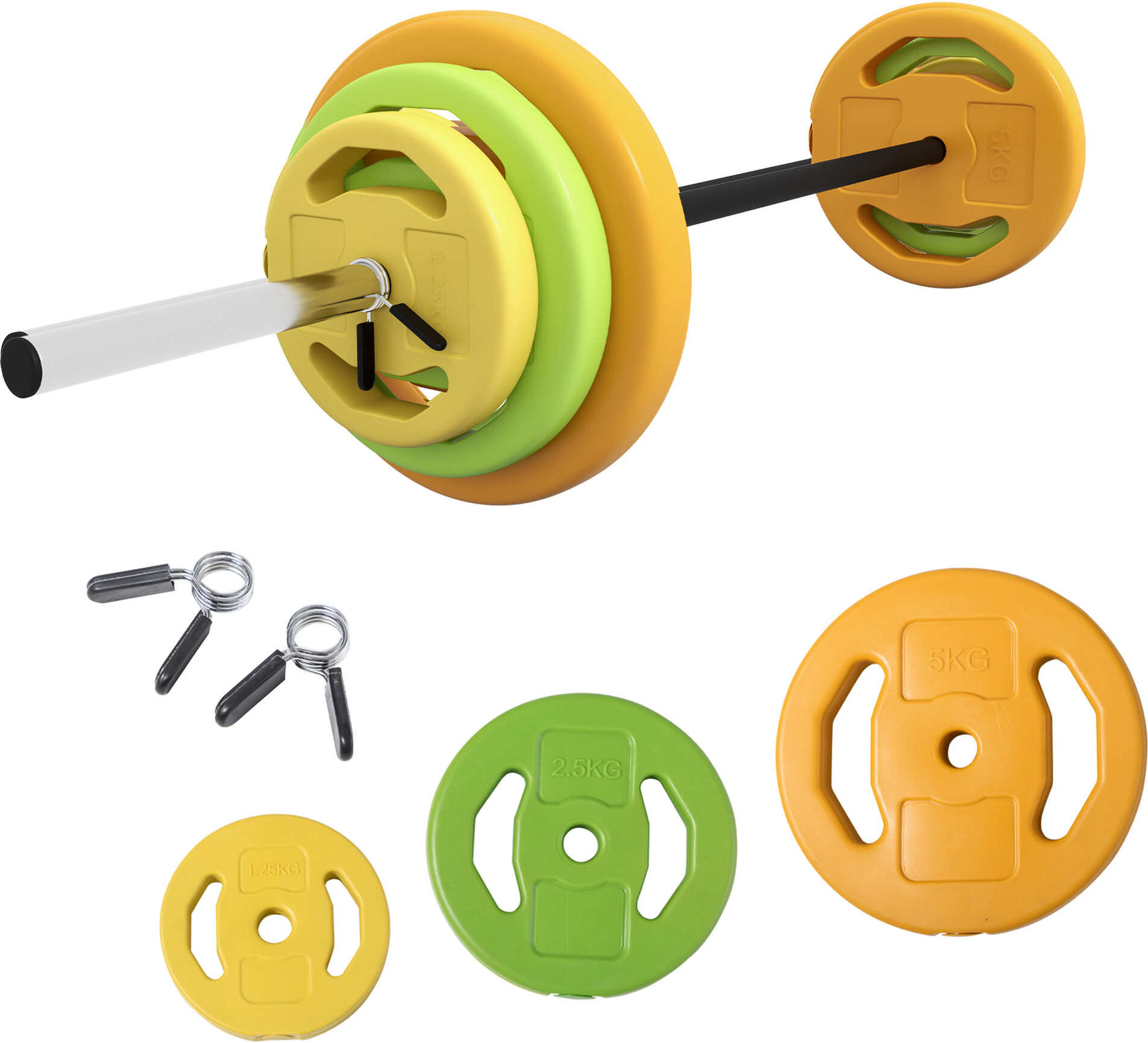 HOMCOM 20kg Barbell Weights Set, Adjustable Body Pump Weights with Non-slip Handle, for Women and Men Home Gym Strength Training