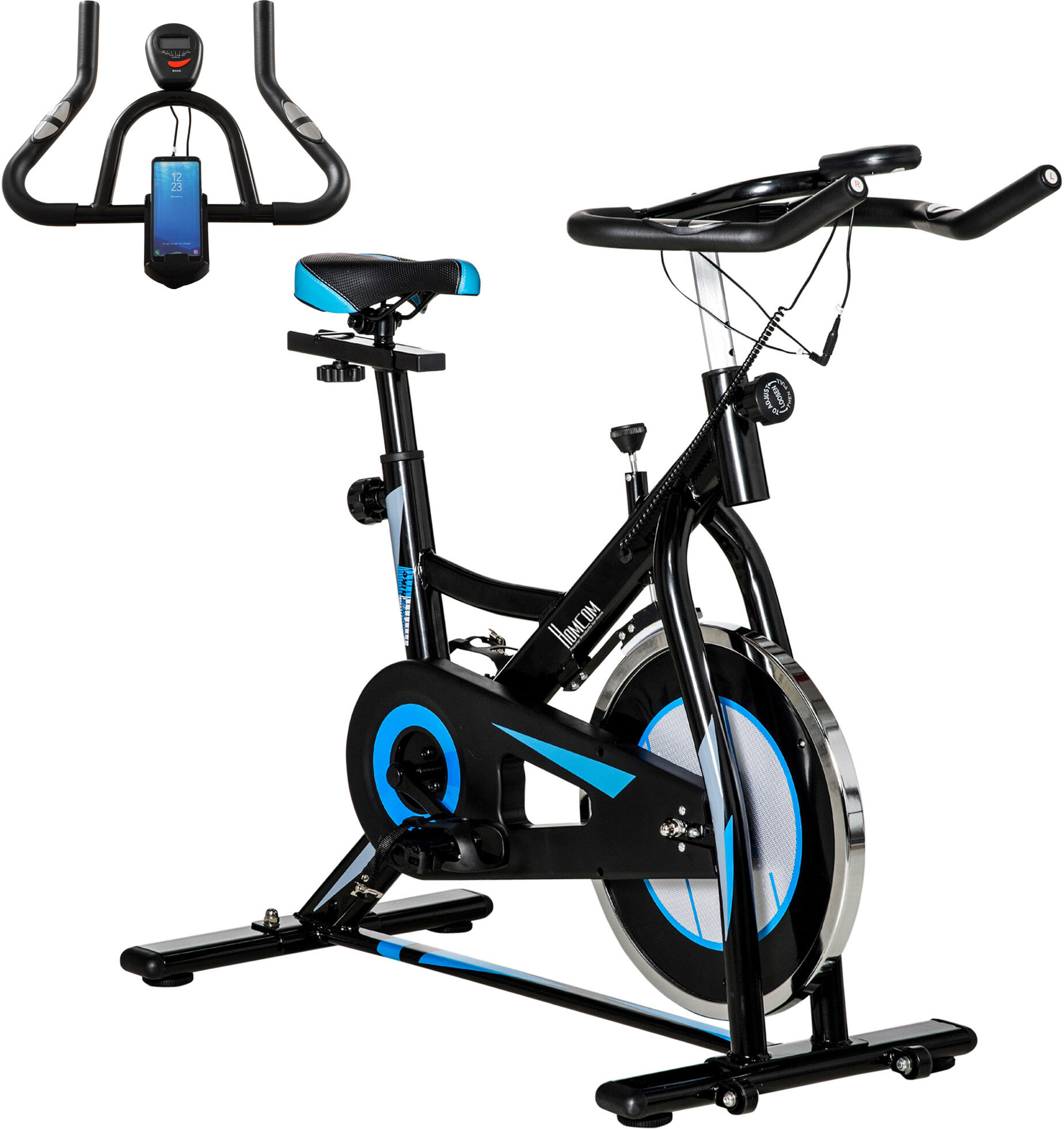 HOMCOM Stationary Exercise Bike, 8kg Flywheel Indoor Cycling Workout Fitness Bike, Adjustable Resistance Cardio Exercise Machine w/ LCD Monitor Black