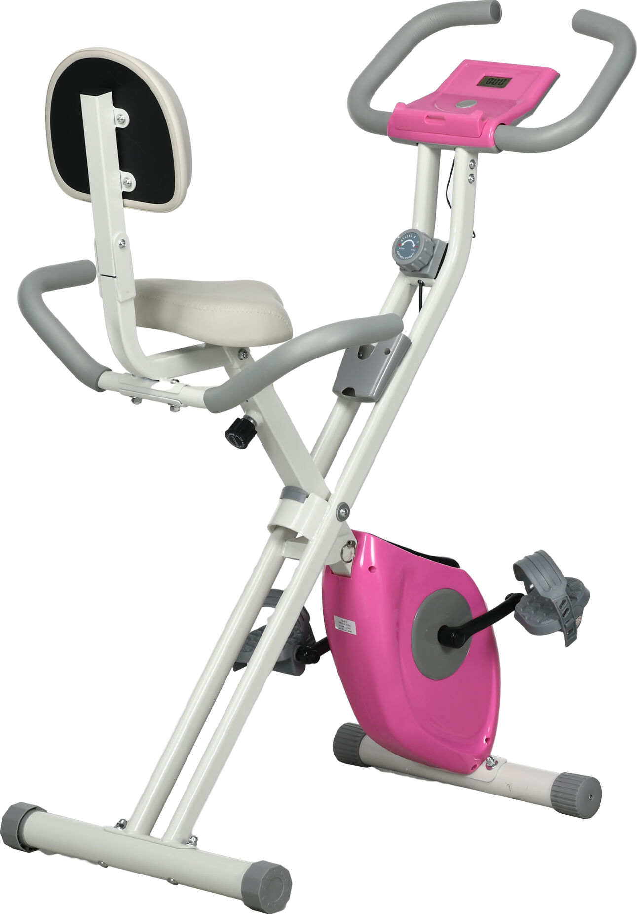HOMCOM Folding Exercise Bike, 8 Level Magnetic Resistance Indoor Stationary Bike, Upright Adjustable Fitness Bike w/ Backrest Tablet Holder Aosom UK