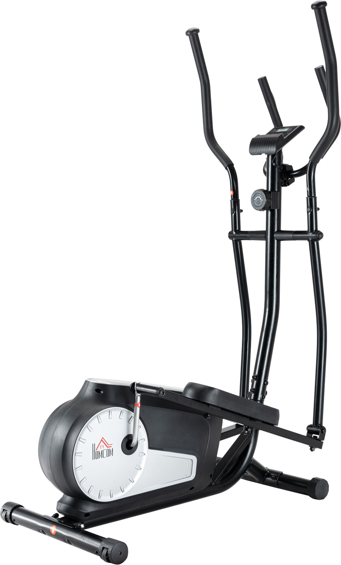 HOMCOM Elliptical Cross Trainer, Home Cardio Workout Machine w/ 8 Level Magnetic Resistance, LCD Monitor, Pulse Heart Rate Sensor and Two Wheels
