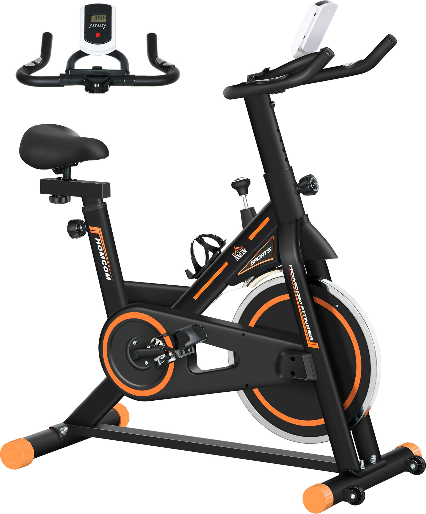 HOMCOM Exercise Bike, Indoor Cycling Bike for Home Use, Stationary Bike w/ LCD Display & Heart Rate Sensor, Fitness Bike for Home, Gym Aosom UK