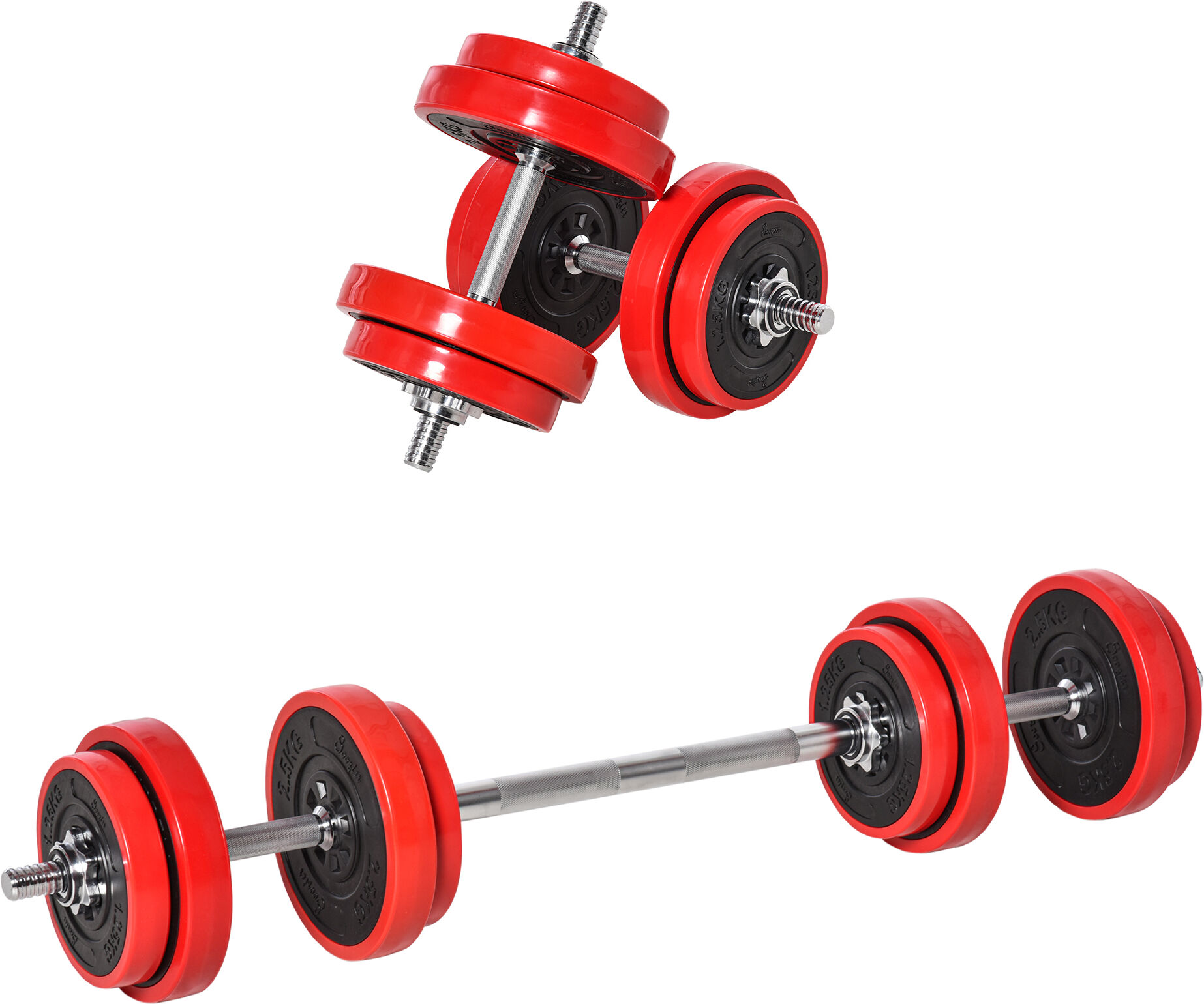 HOMCOM Adjustable Weights: 20KG Dumbbell & Barbell Set for Strength Training, Home Gym Fitness Aosom UK