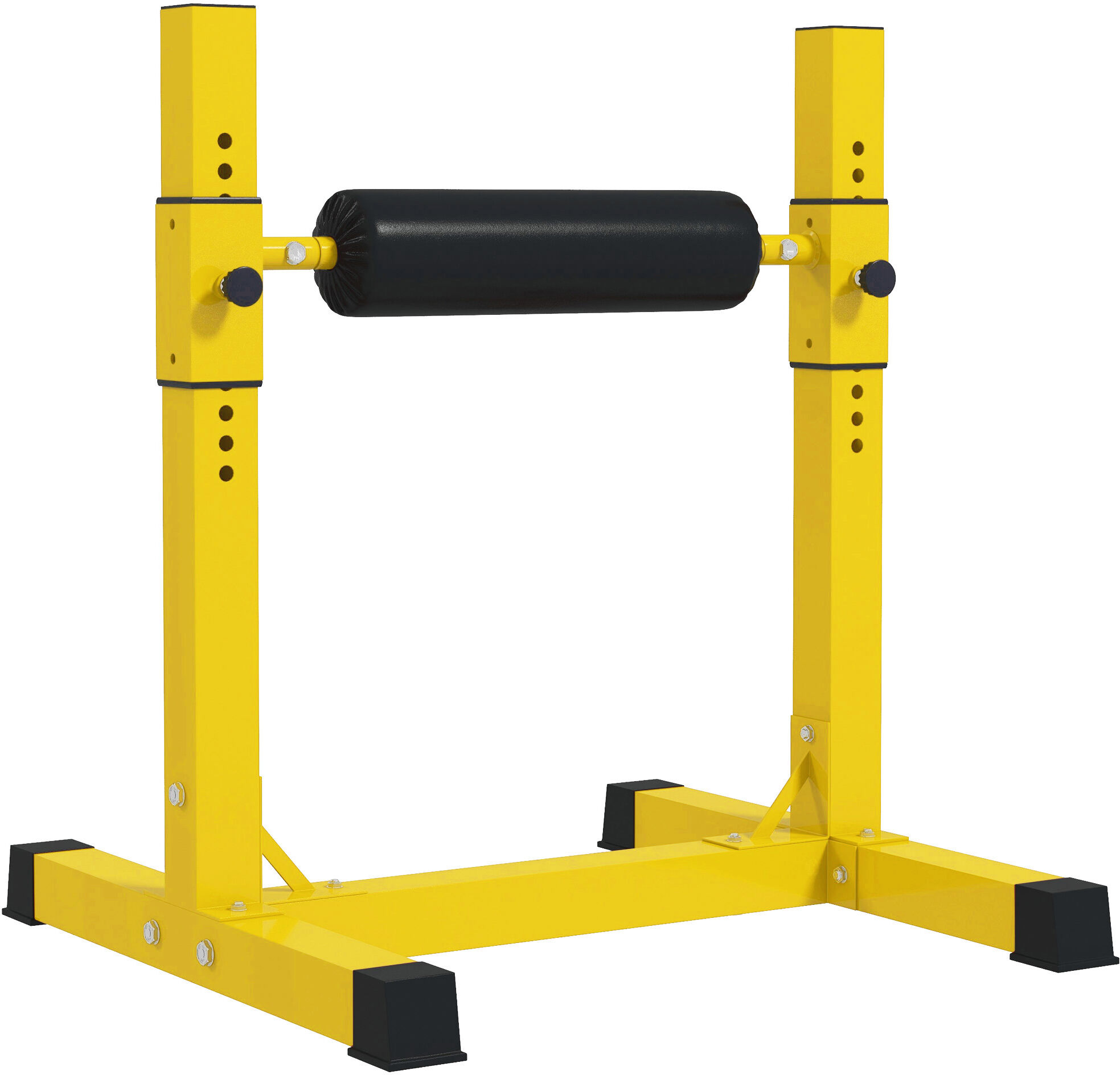 SPORTNOW Bulgarian Split Squat Stand, 12-Level Adjustable Single Leg Squat Machine with Foam Roller and Anti-Slip Pads for Lower Body Strength Training, Yellow