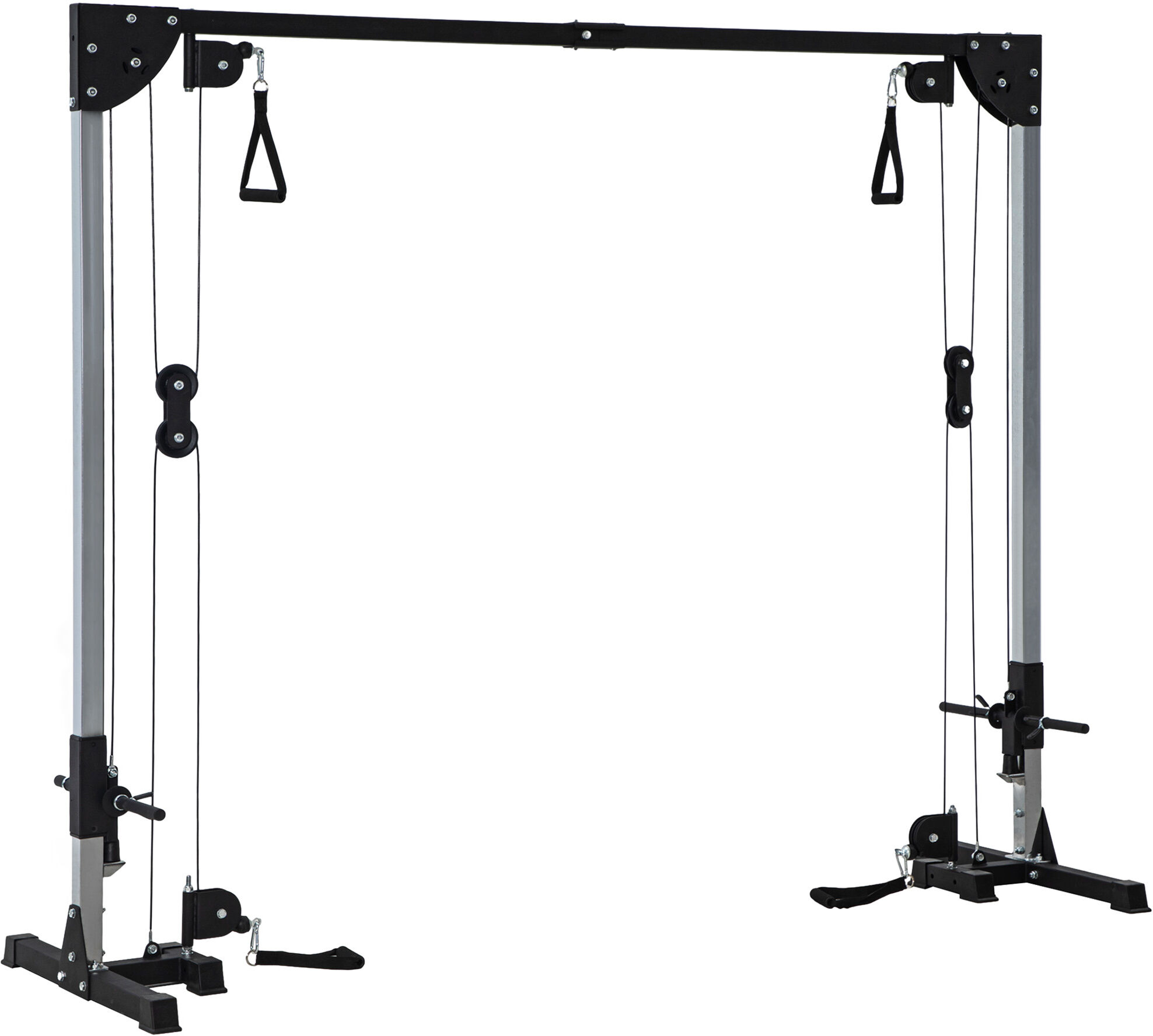 SPORTNOW Multi Home Gyms with Cable Pulley System, Cable Crossover Machine with 4 Handles for Full Body Strength Training, Power Rack for Home Workout, Black