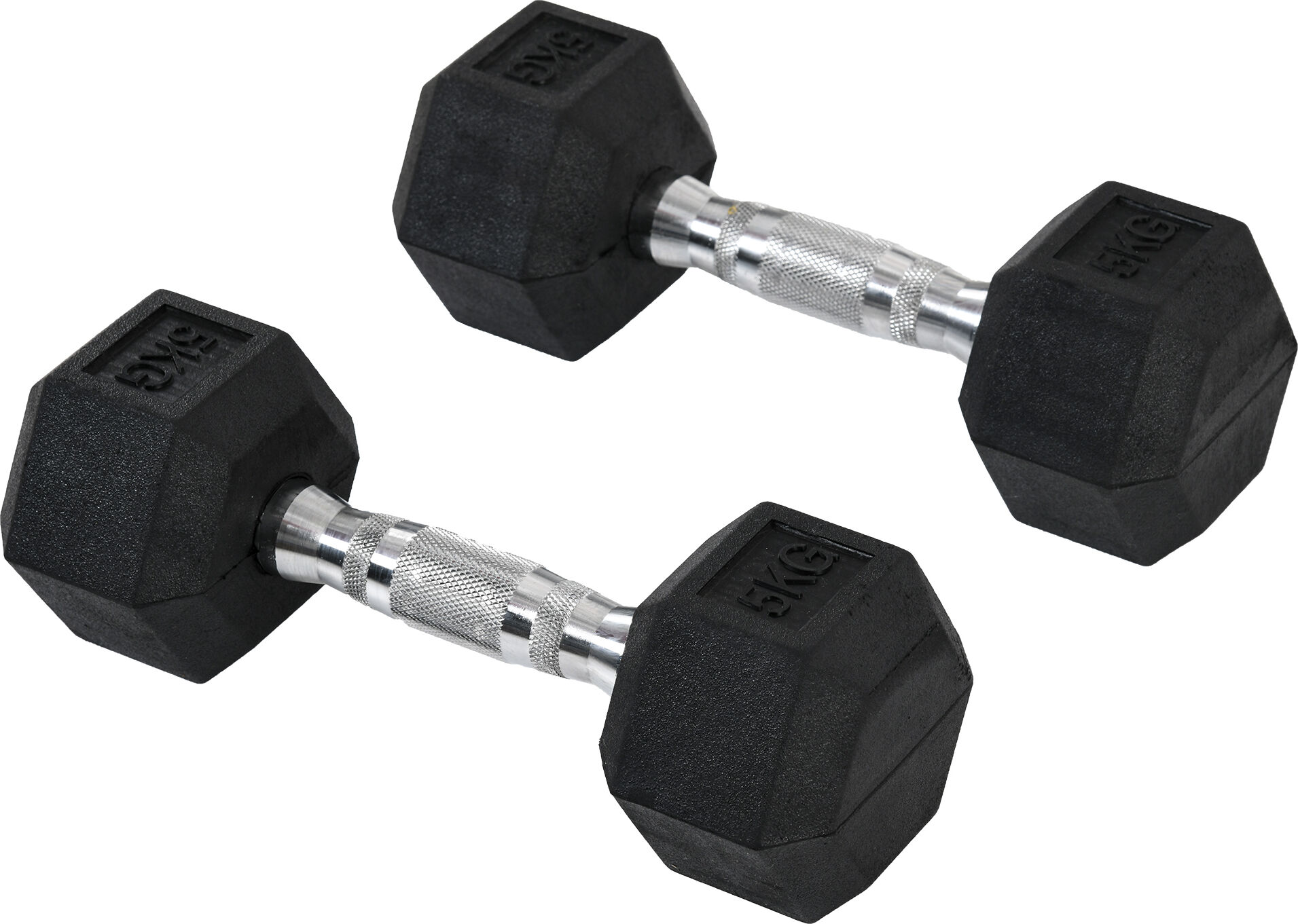 HOMCOM Rubber Dumbbell Sports Hex Weights Sets Home Gym Fitness Hexagonal Dumbbells Kit Weight Lifting Exercise (2 x 5kg) Aosom UK