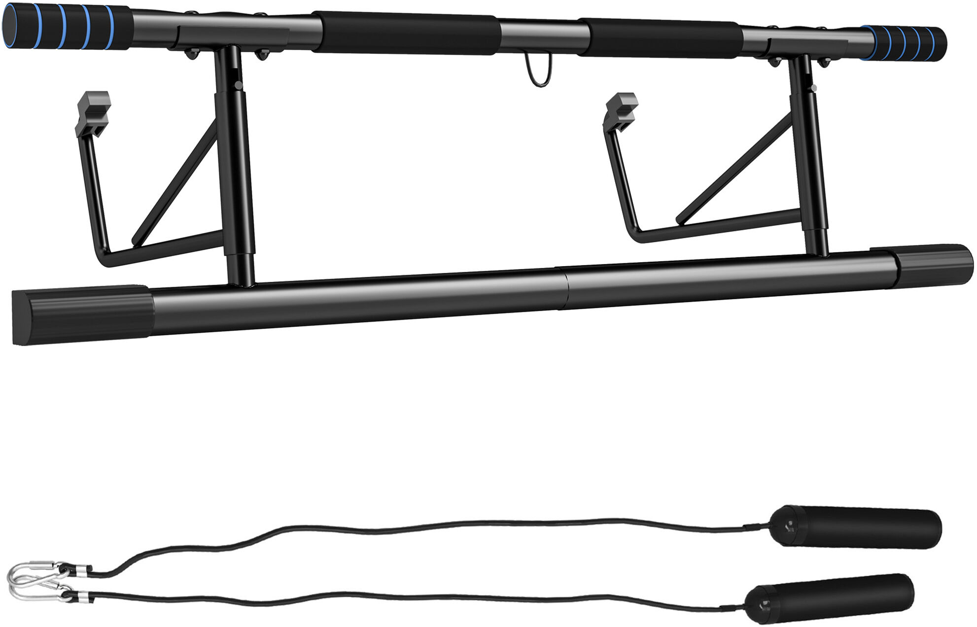 SPORTNOW Pull-Up Bar Doorway with Resistance Bands, No Drilling Chin-Up Bar Push Up Stand with Padded Handles for Home Gym Exercise