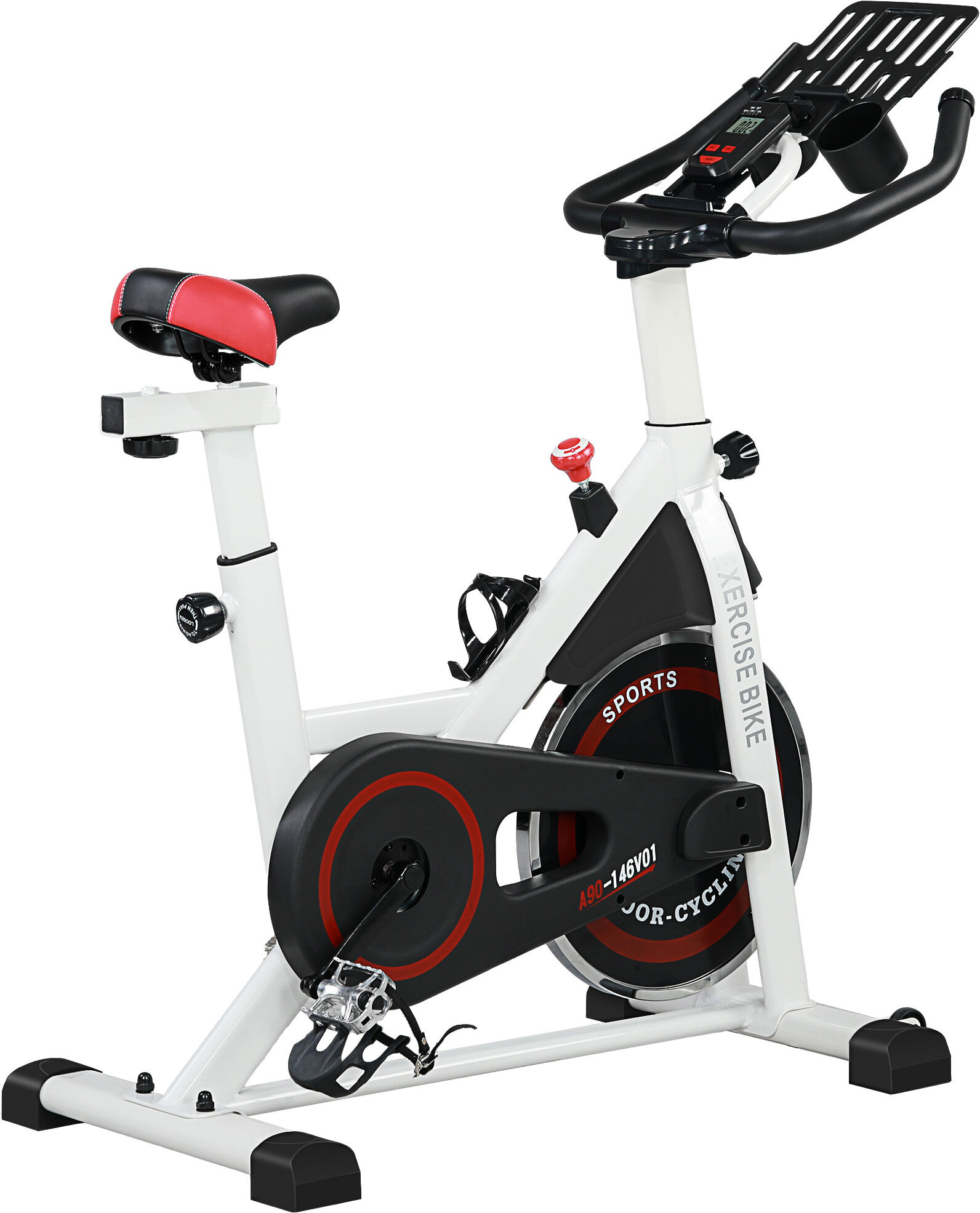 HOMCOM Upright Exercise Bike Indoor Training Cycling Machine Stationary Workout Bicycle w/ Adjustable Resistance Seat Handlebar LCD Display Aosom UK