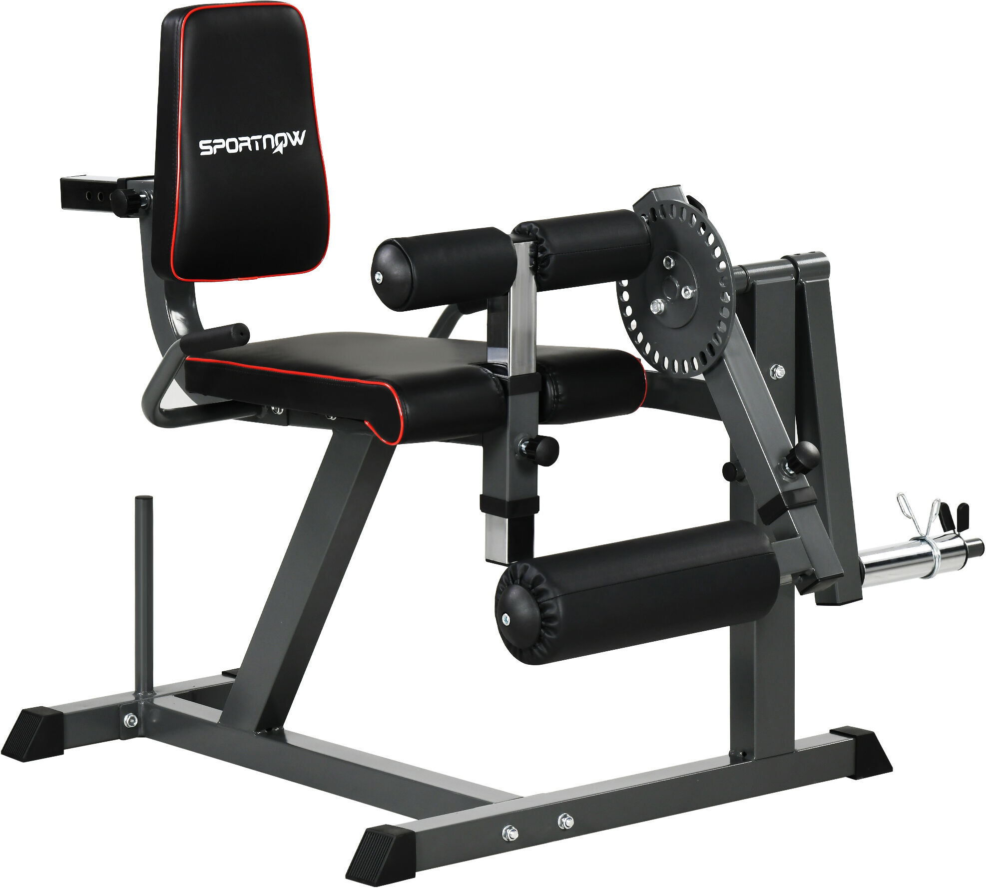 SPORTNOW Seated Leg Extension Machine, Adjustable Leg Raise Machine and Curl Machine with Plate Loaded for Hip, Thigh, Lower Body Workout