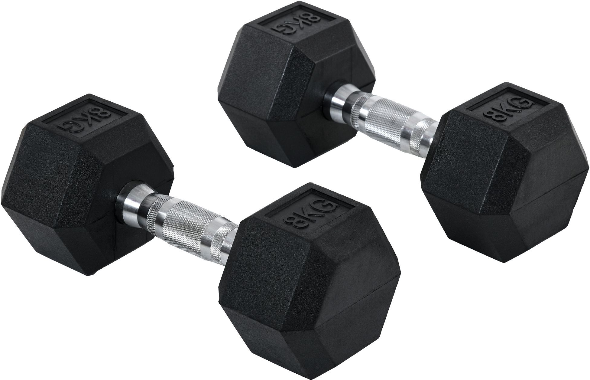 HOMCOM Rubber Hex Dumbbells, Sports Hex Weights Sets, Home Gym Fitness, Hexagonal Dumbbells Kit Weight Lifting Exercise (2 x 8kg) Aosom UK