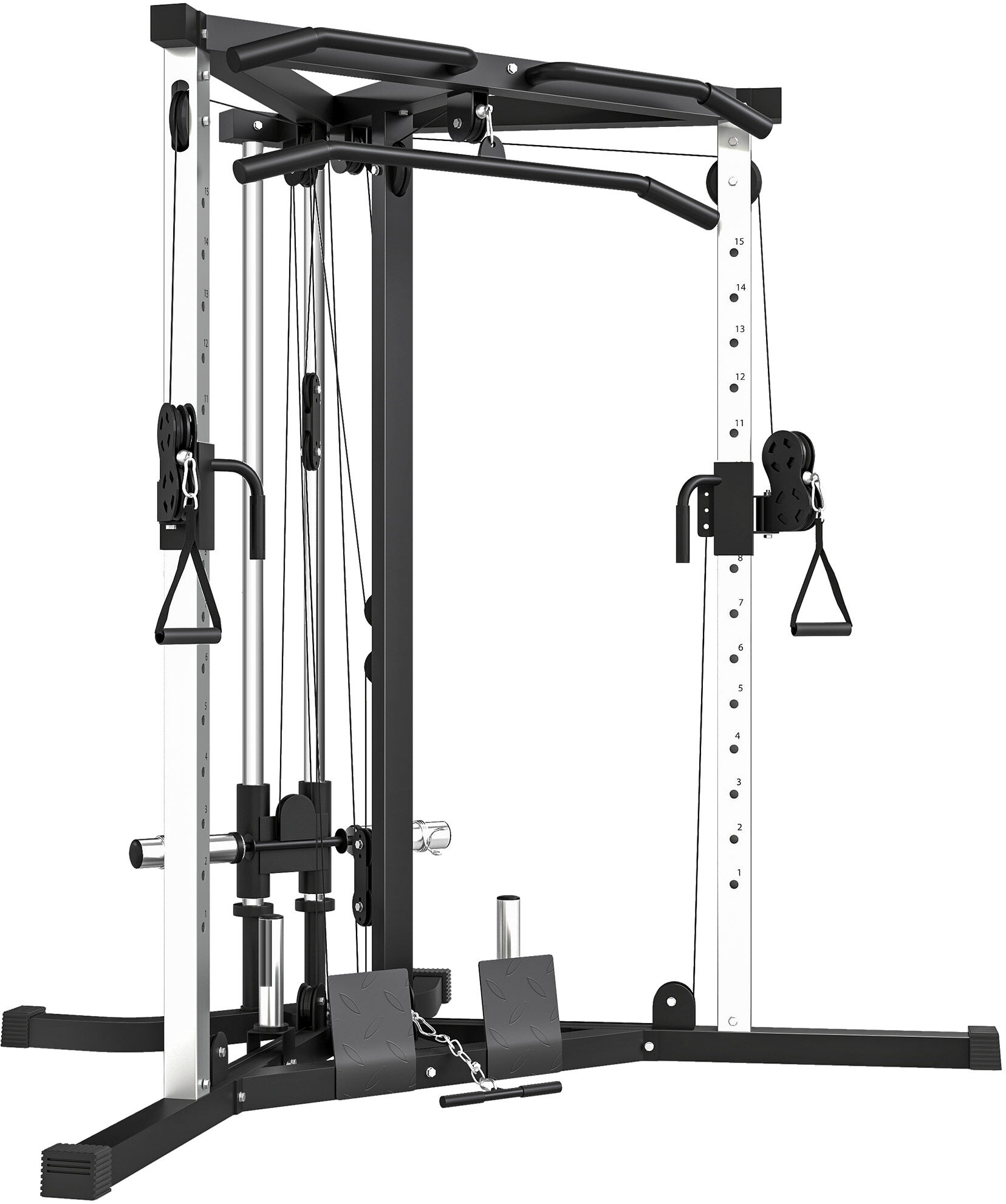 SPORTNOW Home Gym Machine, Multifunctional Gym Equipment with High and Low Pulleys, Pull Up Bar, 15-Position Adjustable Strength Training Workout Station for Full Body Fitness