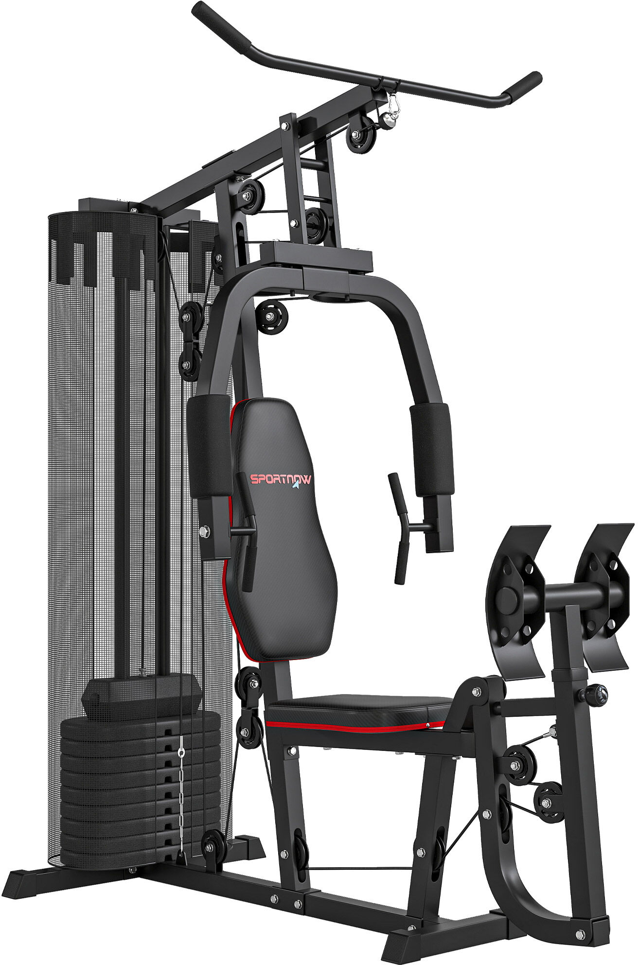 SPORTNOW Weights Machine Multi Gym with 45kg Weight Stack, Compact Home Gym Leg Press Machine for Full Body Training Aosom UK