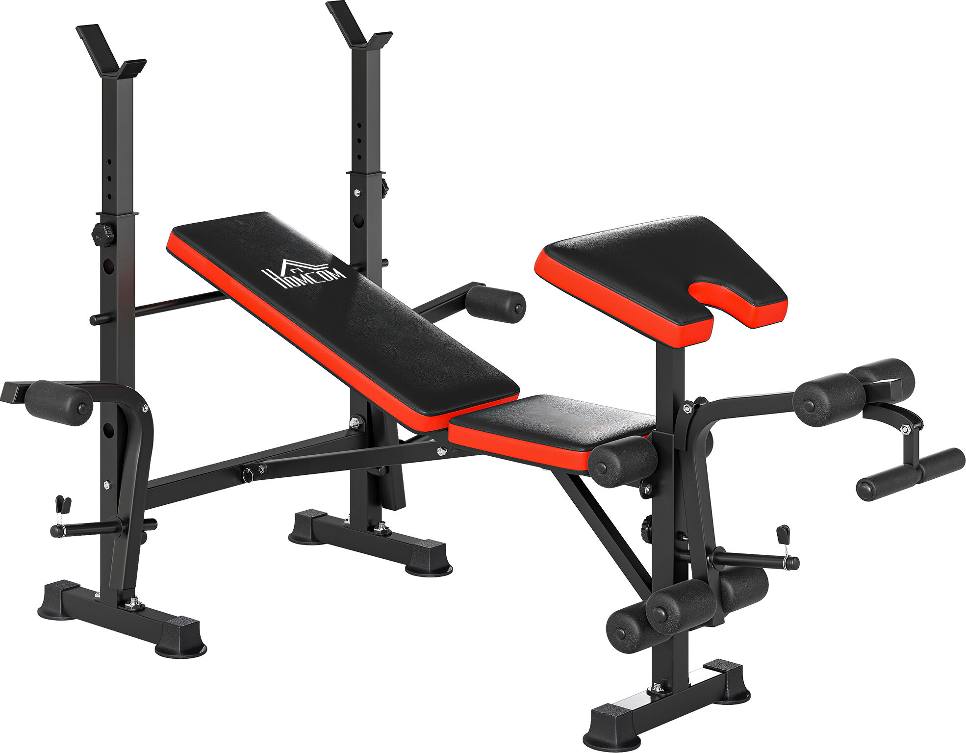 HOMCOM Adjustable Weight Bench with Leg Developer Barbell Rack for Weight Lifting and Strength Training Multifunctional Workout Station