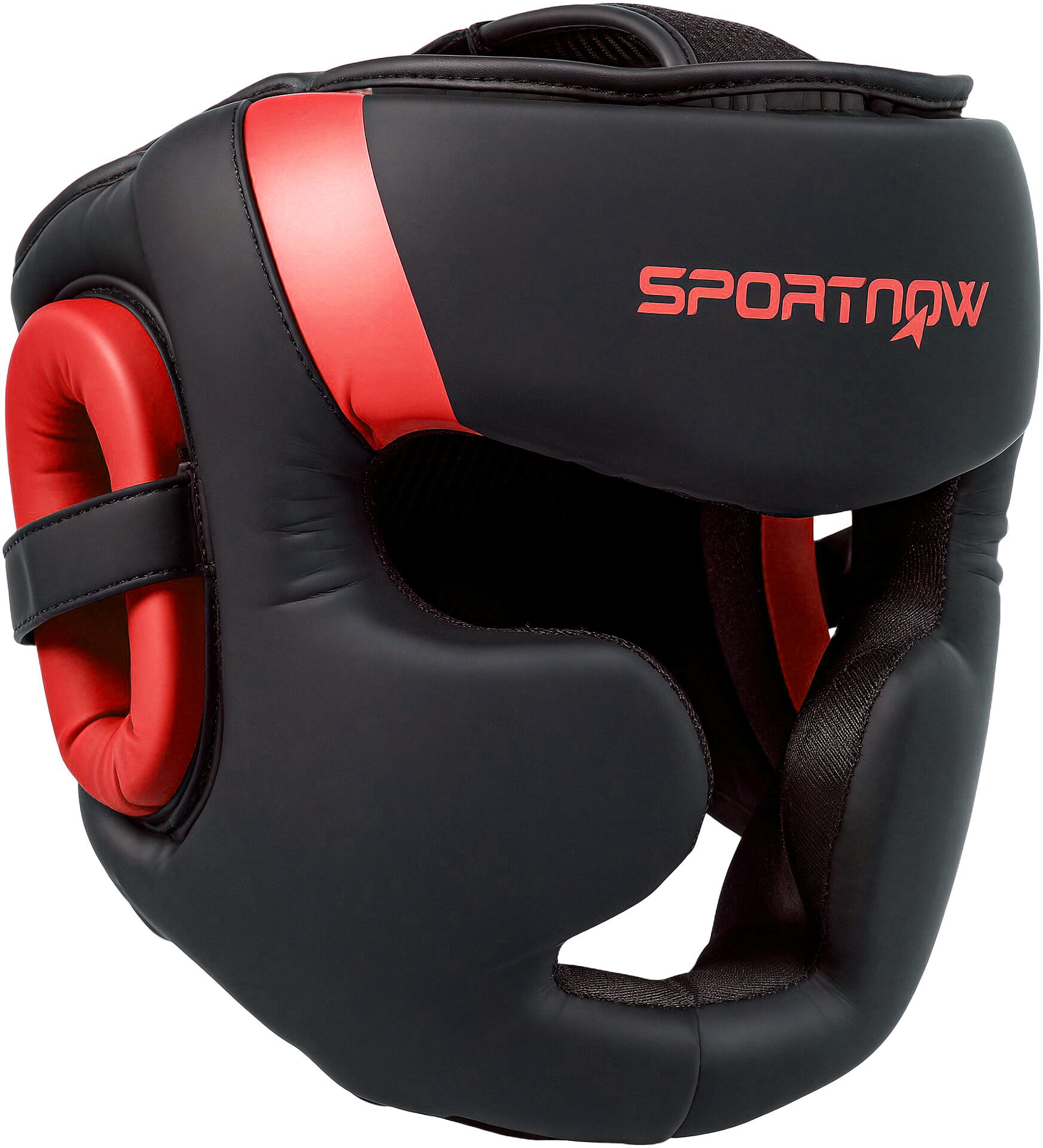 SPORTNOW Boxing Headguard, Boxing Headgear Helmet with Adjustable Strap for Full Face Protection for Kickboxing Sparring Martial Arts Karate, Red