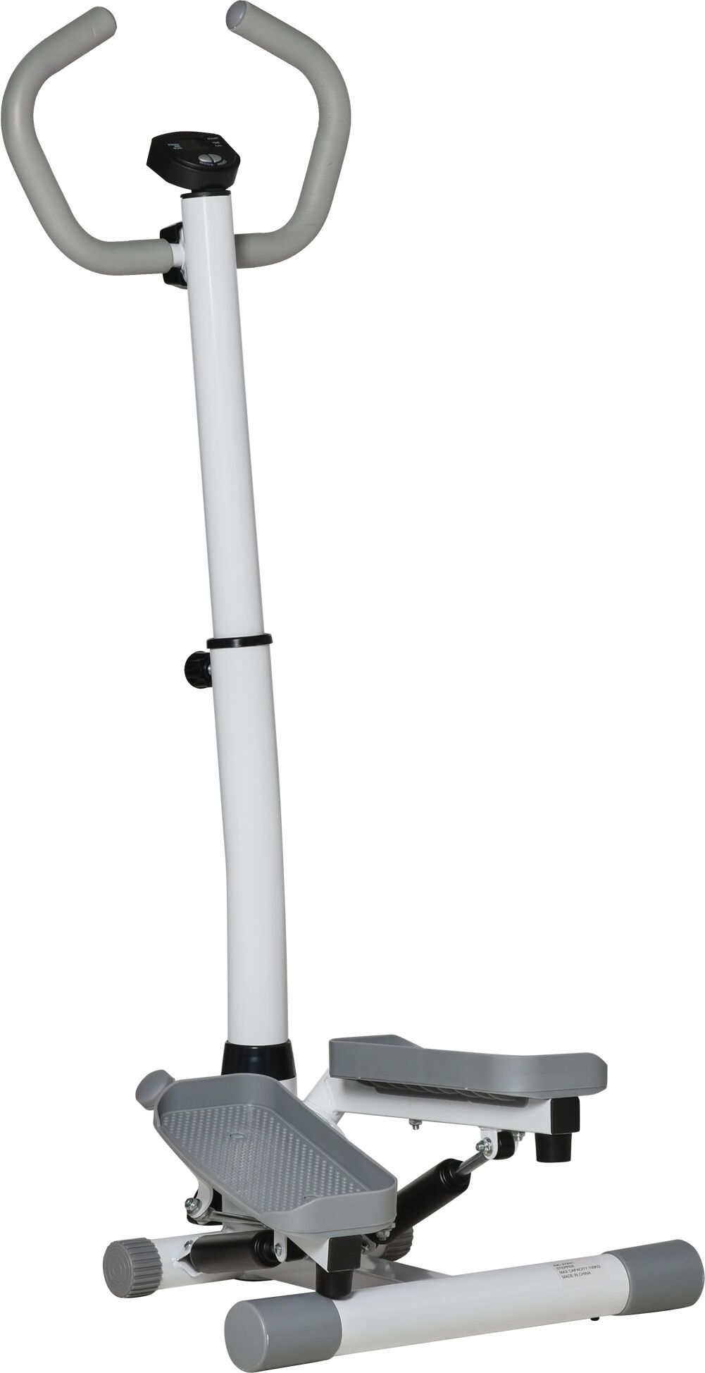 HOMCOM Adjustable Twist Stepper Aerobic Ab Exercise Fitness Step Machine, LCD Screen, Height Adjust Handlebars for Home Gym, White and Grey Aosom UK
