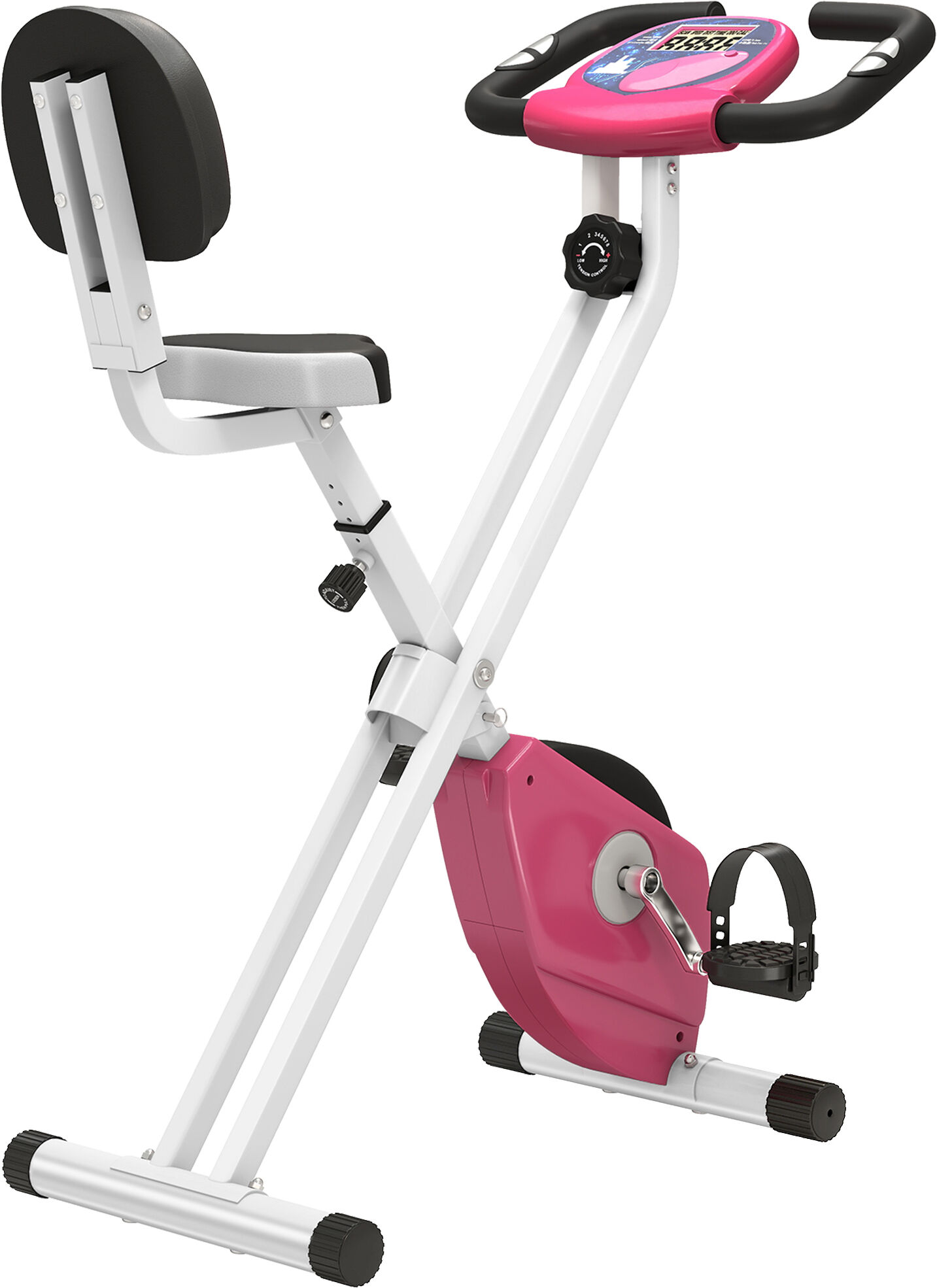 HOMCOM Magnetic Resistance Exercise Bike Foldable w/ LCD Monitor Adjustable Seat Heart Rate Monitors Foot Pads Home Office Fitness Training Workout