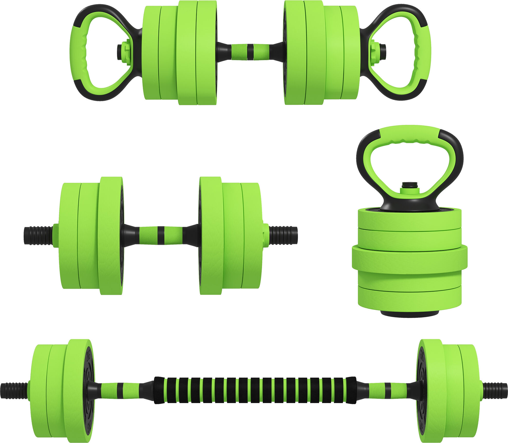 SPORTNOW 4-in-1 Adjustable Weight Dumbbells Set, Used as Barbell, Kettlebell, Push up Stand, Free Weights Set for Home Gym Training, 20KG Aosom UK