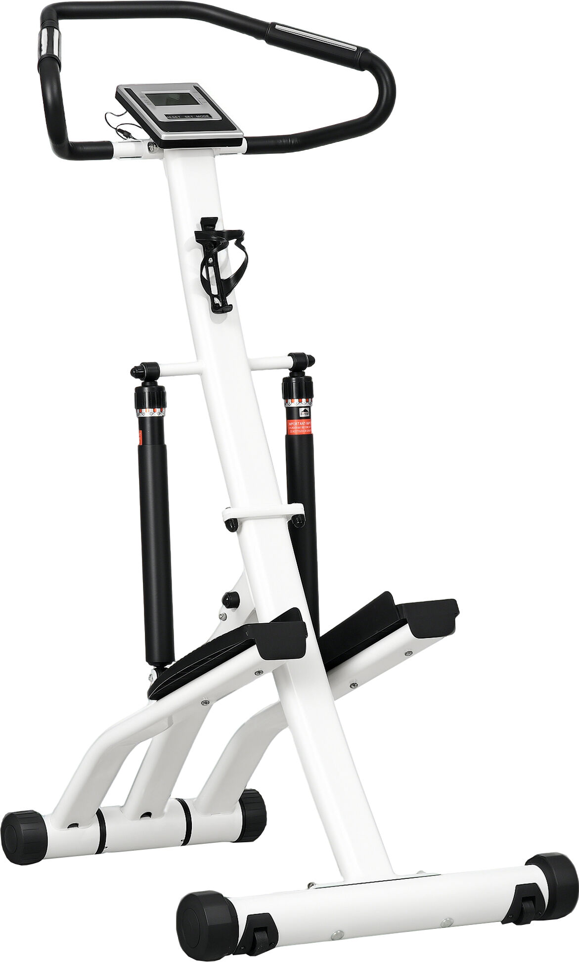 SPORTNOW Foldable Stepper Machine with 12-Level Hydraulic Resistance, Step Machine Exerciser with LCD Monitor and Drink Holder, for Home Fitness Workout, White and Black