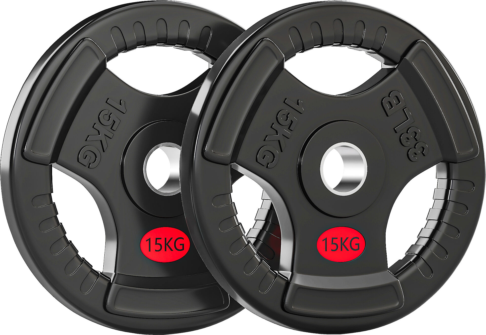 SPORTNOW Olympic Weight Plates, 2"/5cm Weight Disc Pair with Tri-Grips, 2 x 15kg Dumbbell Plates for Weightlifting and Strength Training Home Gym Fitness Workout, Black
