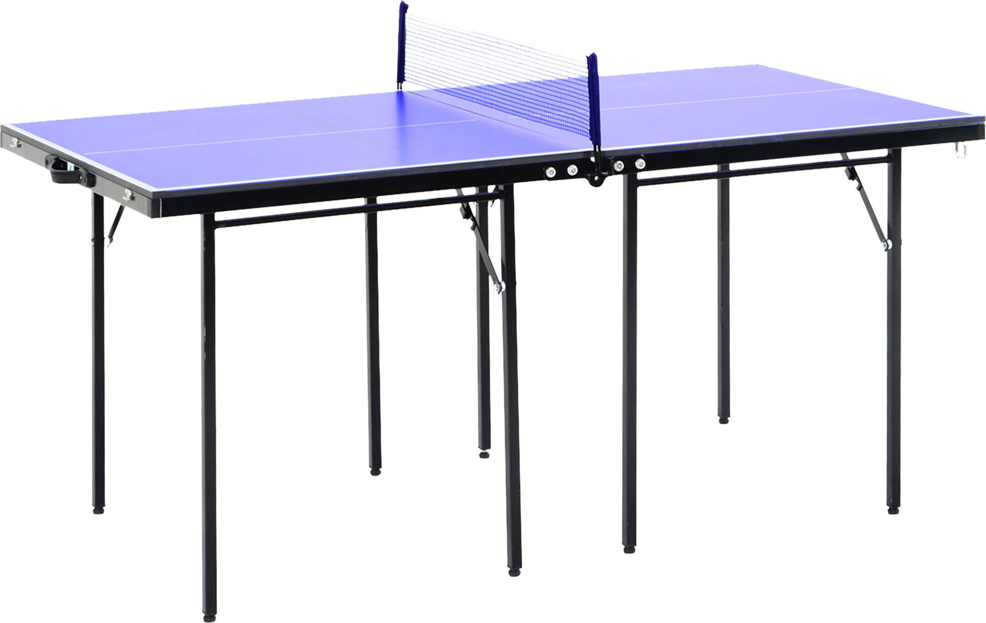 HOMCOM Folding Mini Compact Table Tennis Top Ping Pong Table Set Professional Net Games Sports Training Play Blue Aosom UK