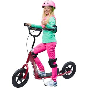 HOMCOM Teen Push Scooter Kids Children Stunt Scooter w/ 12" EVA Tyres, Red