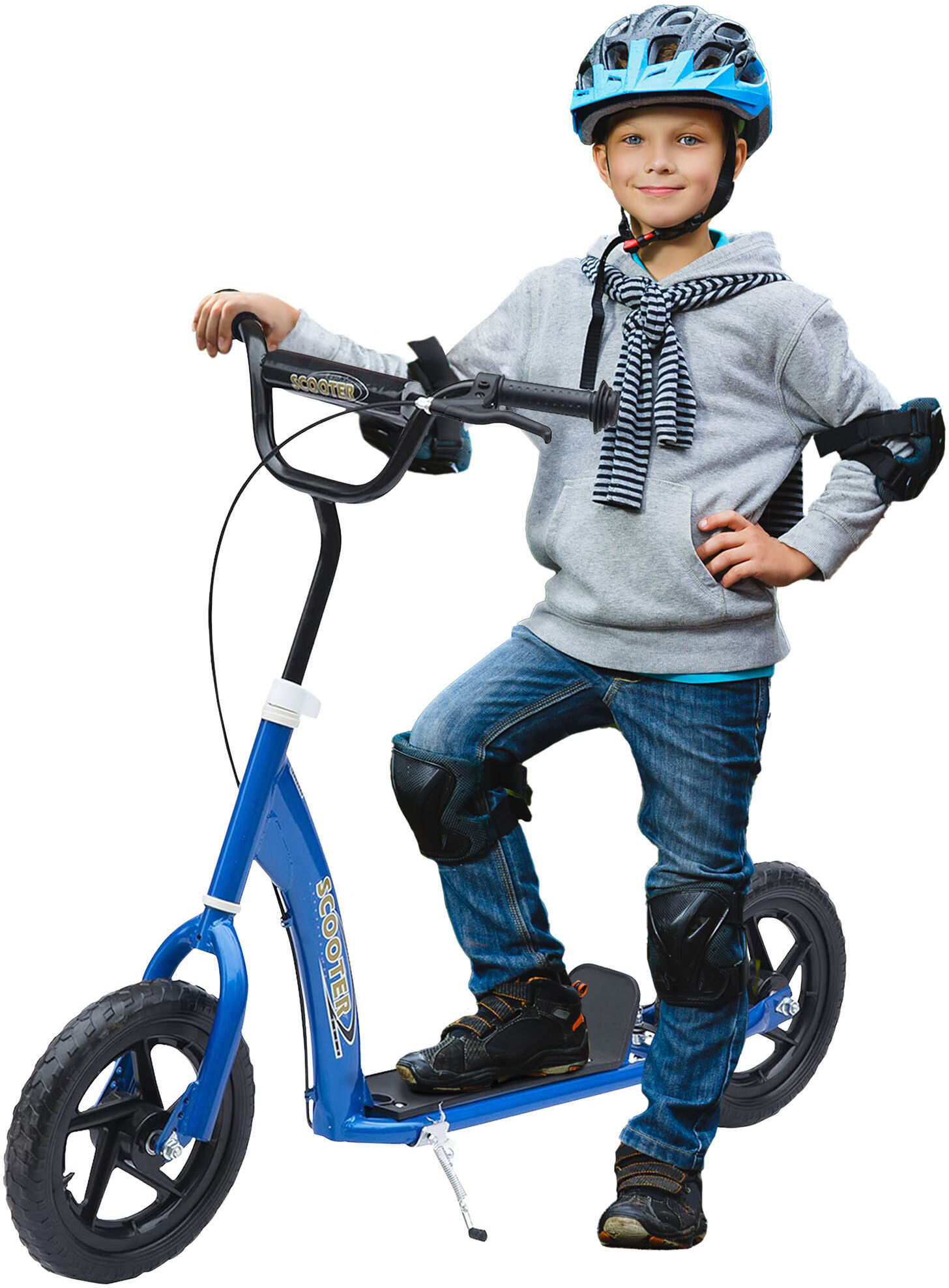 HOMCOM Teen Push Scooter Kids Children Stunt Scooter Bike Bicycle Ride On 12" EVA Tyres, Blue