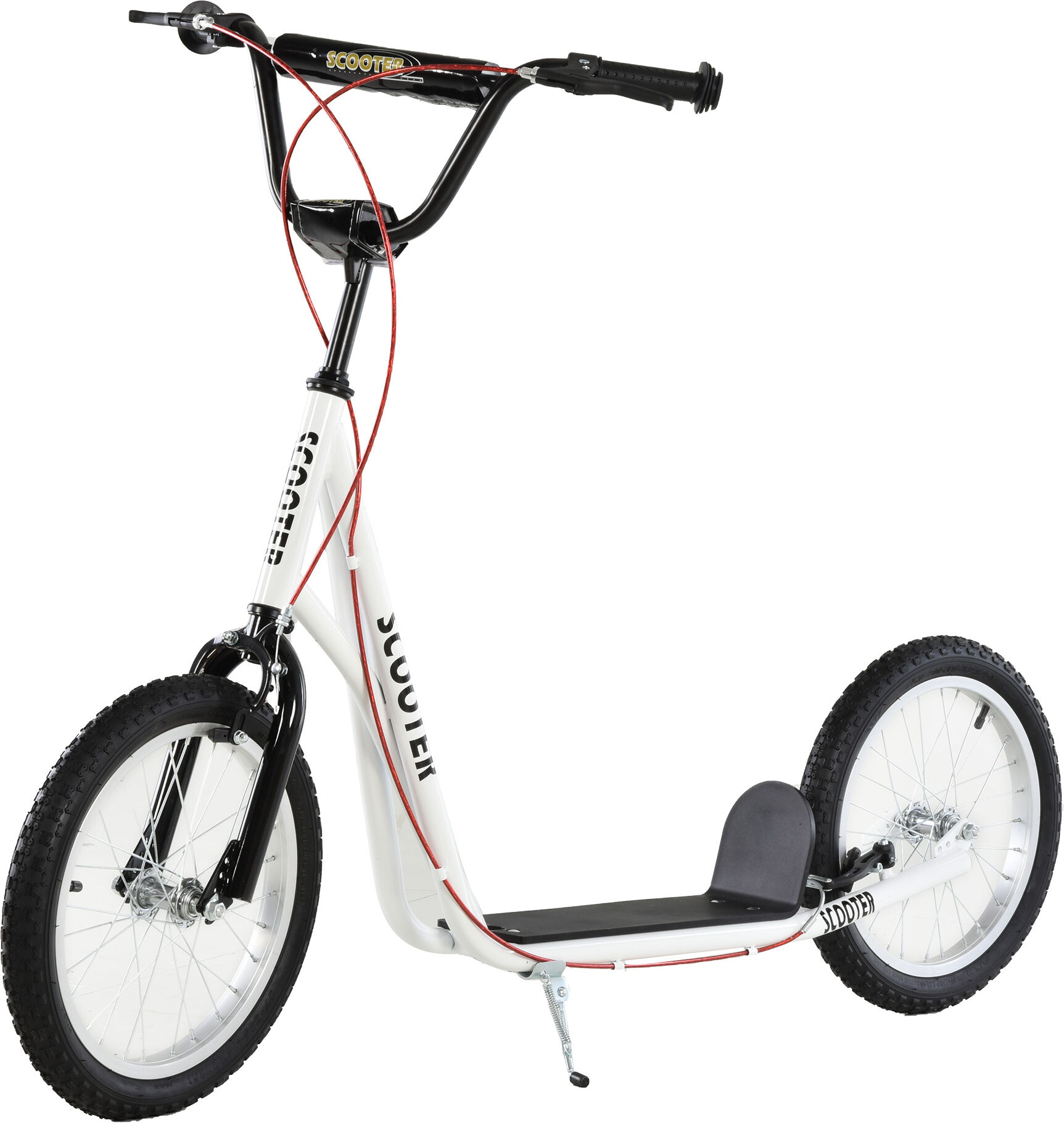 HOMCOM Stunt Scooter for Teens and Kids, Kick Scooter with Adjustable Handlebar, Dual Brakes, and 16 Inch Rubber Tyres, White