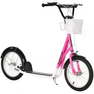 HOMCOM Kids Kick Scooter Teen Ride On Children Scooter with Adjustable Handlebar 2 Brakes Basket Cupholder Mudguard 16