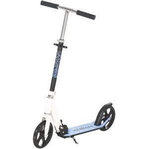 HOMCOM 2 Wheel Kids Stunt Kick Scooter Foldable Teens Commuter Aluminium Frame Adjustable Handles - White Blue