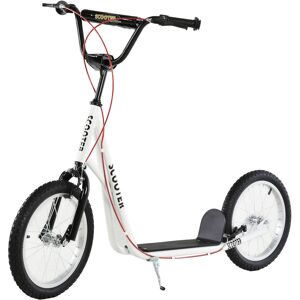 HOMCOM Stunt Scooter for Teens and Kids, Kick Scooter with Adjustable Handlebar, Dual Brakes, and 16 Inch Rubber Tyres, White